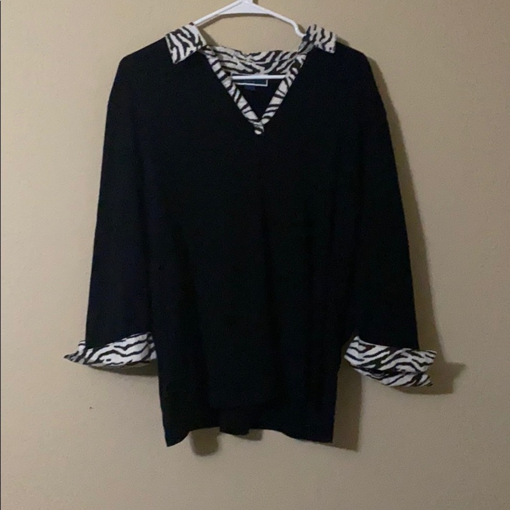 Karen Scott Long Sleeve Top with Zebra Print. 2XL